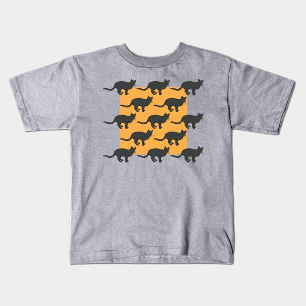 Halloween Cat Kids T-Shirt by deepfuze